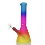 Frosted Rainbow Beaker Glass Bong 25cm (Blue, Pink, Yellow)