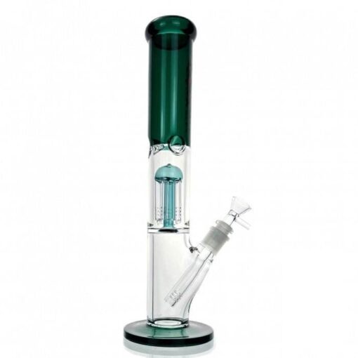 Six Arm Percolator Straight Tube Glass Bong 36cm Teal