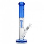 Six Arm Percolator Straight Tube Glass Bong 36cm Blue
