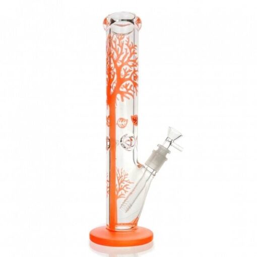 Tree Of Life Straight Tube Glass Bong 35cm Orange