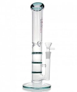 Triple Honeycomb Percolator Straight Tube Glass Bong 28cm Teal