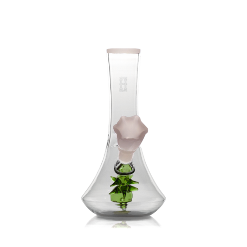 Hemper 7" Flower Vase Bong with Ball Percolator & Ice Pinches, Front View on Seamless White Background