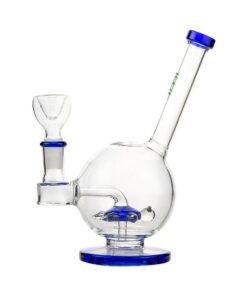 Hemper Sea Turtle Bong in Blue with Borosilicate Glass, 7" Height, Front View on White Background