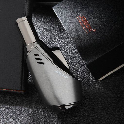 Jobon Vertical Egg Shape Jet Flame Lighter Grey