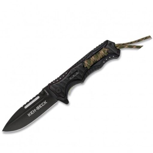 KEH BECK Black Camo Aluminium And ABS Wrapped Handle Folding Knife 13cm
