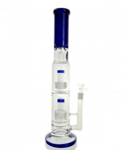 Stone Age Blue Double Percolator Glass Bong 45cm