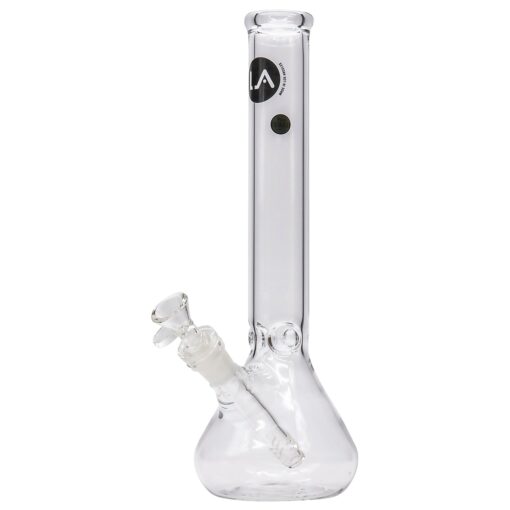 LA Pipes 12" Classic Beaker Bong in Borosilicate Glass, Front View on White Background