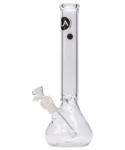 LA Pipes 12" Classic Beaker Bong in Borosilicate Glass, Front View on White Background