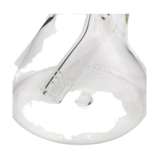 Close-up of LA Pipes 14" Beaker Water Pipe base, clear borosilicate glass, made in USA