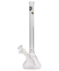 LA Pipes 14" Clear Borosilicate Glass Beaker Bong, Front View on White Background