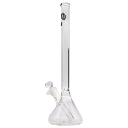 LA Pipes 14" Beaker Water Pipe, Clear Heavy Wall Borosilicate Glass, 45 Degree Joint, Side View