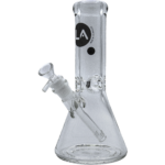 LA Pipes "Agent Stout" Beaker Bong, 9mm thick borosilicate glass, 10" tall, front view on white background