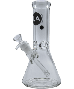 LA Pipes "Agent Stout" Beaker Bong, 9mm thick borosilicate glass, 10" tall, front view on white background