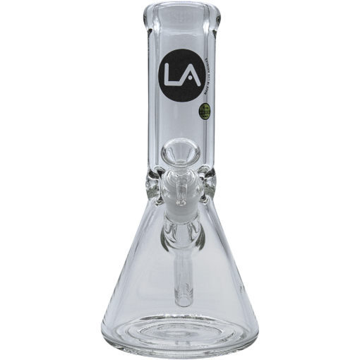 LA Pipes "Agent Stout" Beaker Bong, 9mm thick borosilicate glass, front view on white background
