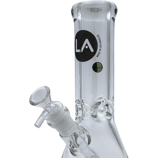 LA Pipes "Agent Stout" Beaker Bong, 9mm Thick Borosilicate Glass, Front View on White