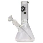 LA Pipes Basic Beaker Water Pipe, clear borosilicate glass, 8" height, 45-degree joint angle, front view