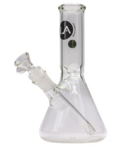 LA Pipes Basic Beaker Water Pipe, clear borosilicate glass, 8" height, 45-degree joint angle, front view