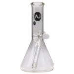 LA Pipes Basic Beaker Water Pipe, clear borosilicate glass, 8" tall, front view on white background