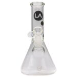 LA Pipes Basic Beaker Water Pipe, clear borosilicate glass, front view on white background