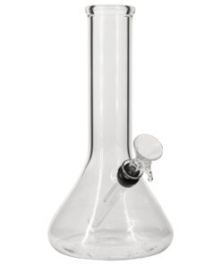 LA Pipes Beaker Base Bong with thick borosilicate glass and 45-degree grommet joint, front view on white background
