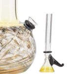 LA Pipes "Jupiter" Bubble Base Bong Close-Up with Clear Downstem and Black Bowl