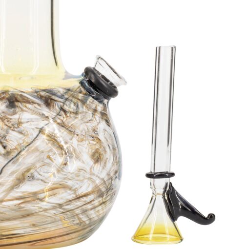 LA Pipes "Jupiter" Bubble Base Bong Close-Up with Clear Downstem and Black Bowl