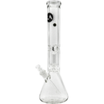 LA Pipes "King Bong" clear beaker bong with 9mm thickness and showerhead percolator, front view