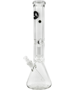 LA Pipes "King Bong" clear beaker bong with 9mm thickness and showerhead percolator, front view
