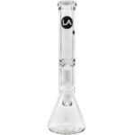 LA Pipes "King Bong" clear beaker bong with 9mm thickness and showerhead percolator front view