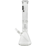 LA Pipes "King Bong" Clear Beaker Bong with Showerhead Percolator, 9mm Thick, Front View
