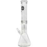 LA Pipes "King Bong" 9mm thick glass beaker bong with shower-head percolator, clear, 16" tall
