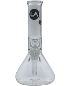LA Pipes "Shortstop" Beaker Bong, 10" Borosilicate Glass, Front View with Down Stem