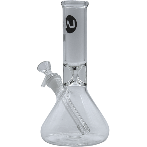 LA Pipes "Shortstop" Beaker Bong, 10" Borosilicate Glass, Clear, Front View