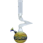 LA Pipes "Switchback" Bubble Base Bong with Zigzag Neck and Colorful Accents