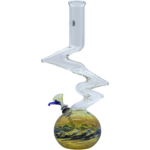 LA Pipes "Switchback" Bubble Base Bong with Zigzag Neck - Front View