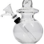 Close-up of LA Pipes "The Typhoon Twister" Glass Bong with Fumed Color Changing Design