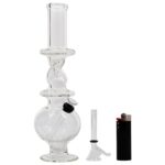 LA Pipes "The Typhoon Twister" Glass Bong, Color Changing, Bubble Design, Front View