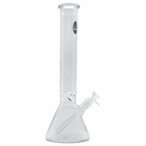 LA Pipes "Thicc Boy" 9mm Thick Glass Beaker Bong, 16" Height, 50mm Diameter, Front View