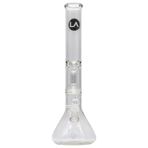 LA Pipes Thick Glass Beaker Bong with Showerhead Perc, Front View on White Background