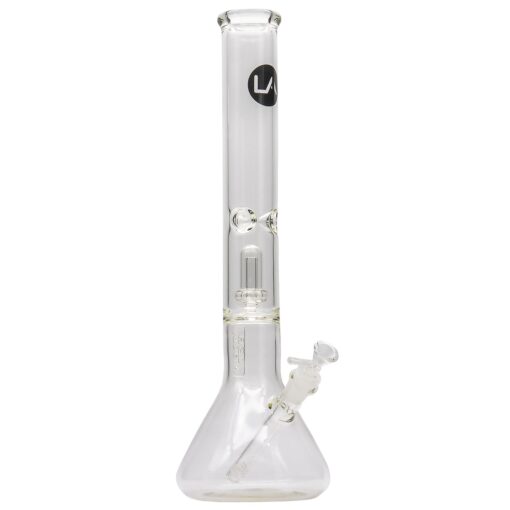 LA Pipes 17" Beaker Bong with Thick Glass and Showerhead Perc, Front View on Seamless White