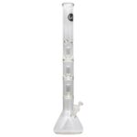 LA Pipes Thick Glass Beaker Bong with Showerhead Perc, clear borosilicate, front view on white background