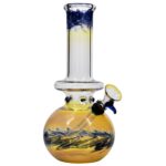 LA Pipes "Time Traveler" Silver Fumed Bubble Bong with Orange Accents - Front View