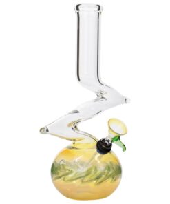 LA Pipes Zong-Bubble-Bong in Green, 10" Borosilicate Glass Water-Pipe with Grommet Joint, Front View