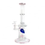 Stone Age Pink Percolator Glass Bong With Blue Turtle 33cm