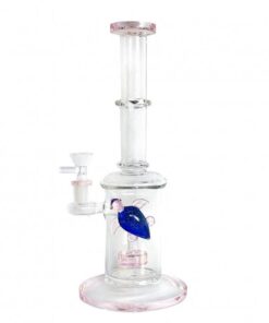 Stone Age Pink Percolator Glass Bong With Blue Turtle 33cm