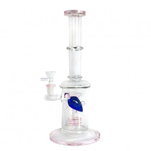 Stone Age Pink Percolator Glass Bong With Blue Turtle 33cm