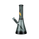 Marley Natural Smoked Glass Beaker Water Pipe with Gold Stripe Decal Front View