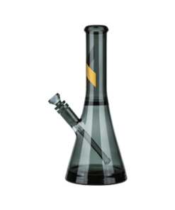 Marley Natural Smoked Glass Water Pipe with Gold Stripe Decal, Heavy Wall Beaker Design