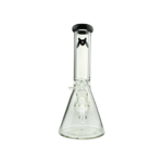 MAV Glass 10" Black Color Top Beaker Bong with Clear Downstem Front View