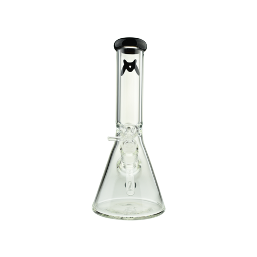 MAV Glass 10" Black Color Top Beaker Bong with Clear Downstem Front View